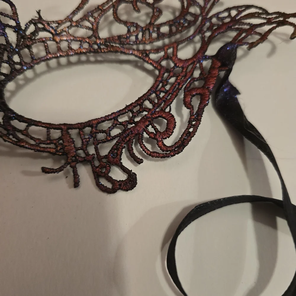 HANDCRAFTED Upcycled Lace Eye Mask HANDPAINTED Festival Mask Comic Con Sexy Fun